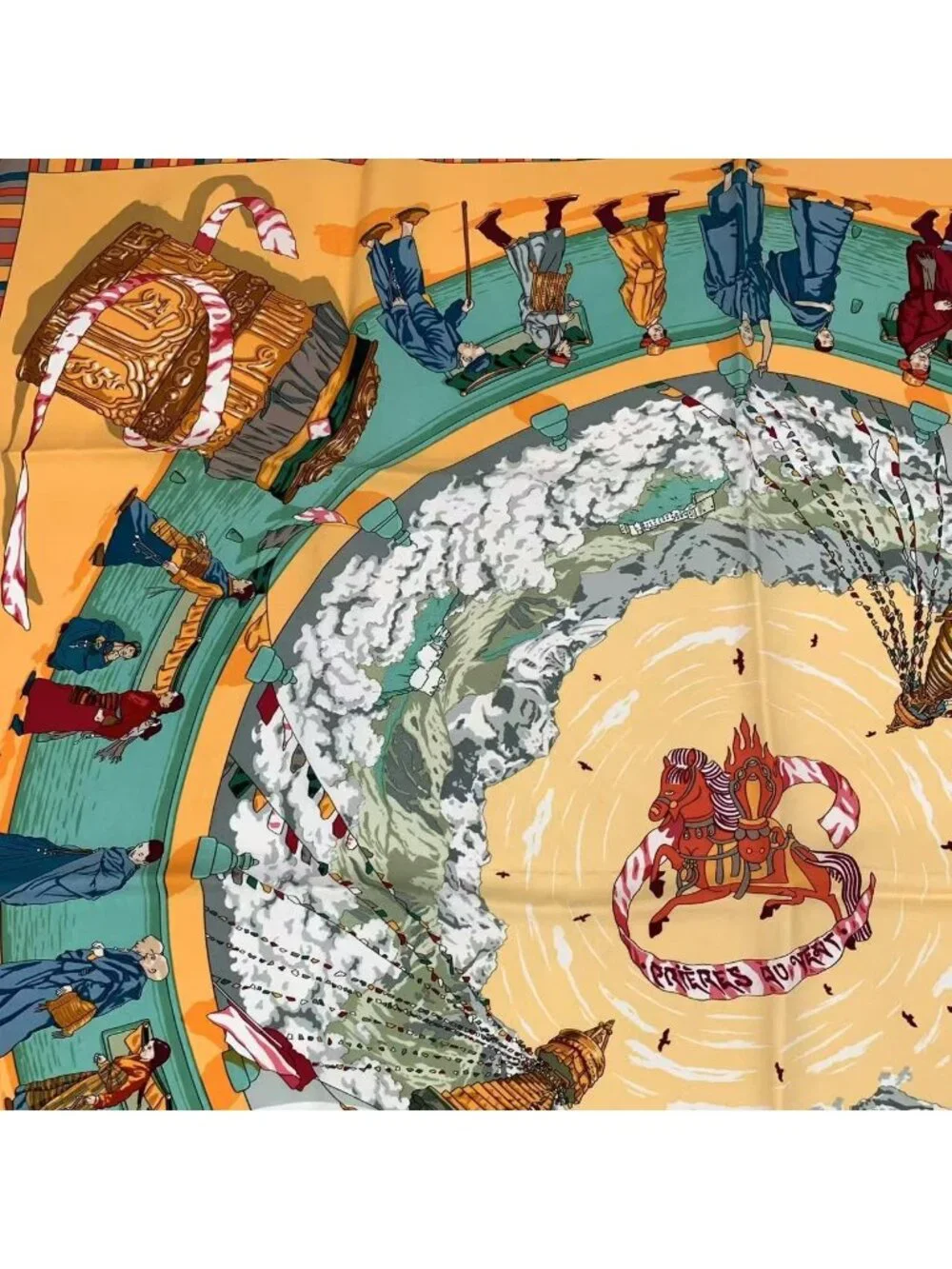 Hermes Carre 90 Scarf Silk Prieres AU Vent Prayer in the Wind Orange - Picture 2 of 7